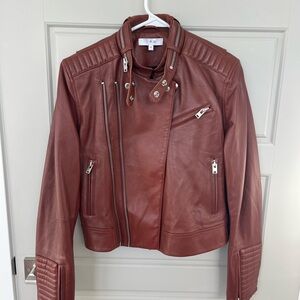 IRO Chestnut Leather Jacket with Silver Accents